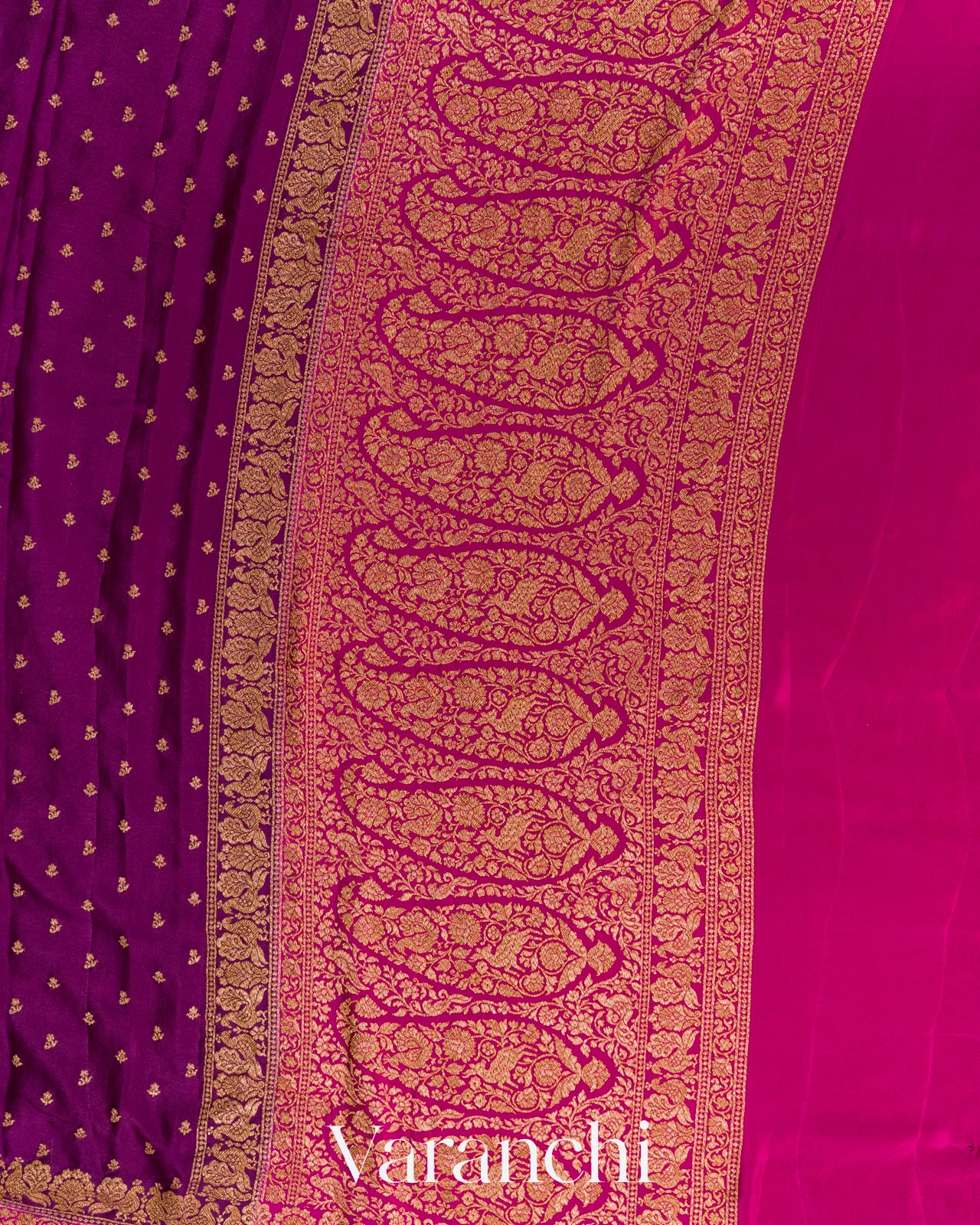Royal Purple Pure Crepe Silk Handloom Saree
