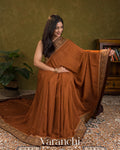 Choclate Brown Pure Crepe Silk Handloom Saree