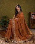 Choclate Brown Pure Crepe Silk Handloom Saree