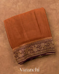 Choclate Brown Pure Crepe Silk Handloom Saree