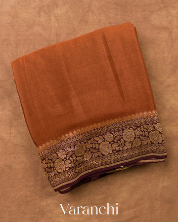 Choclate Brown Pure Crepe Silk Handloom Saree