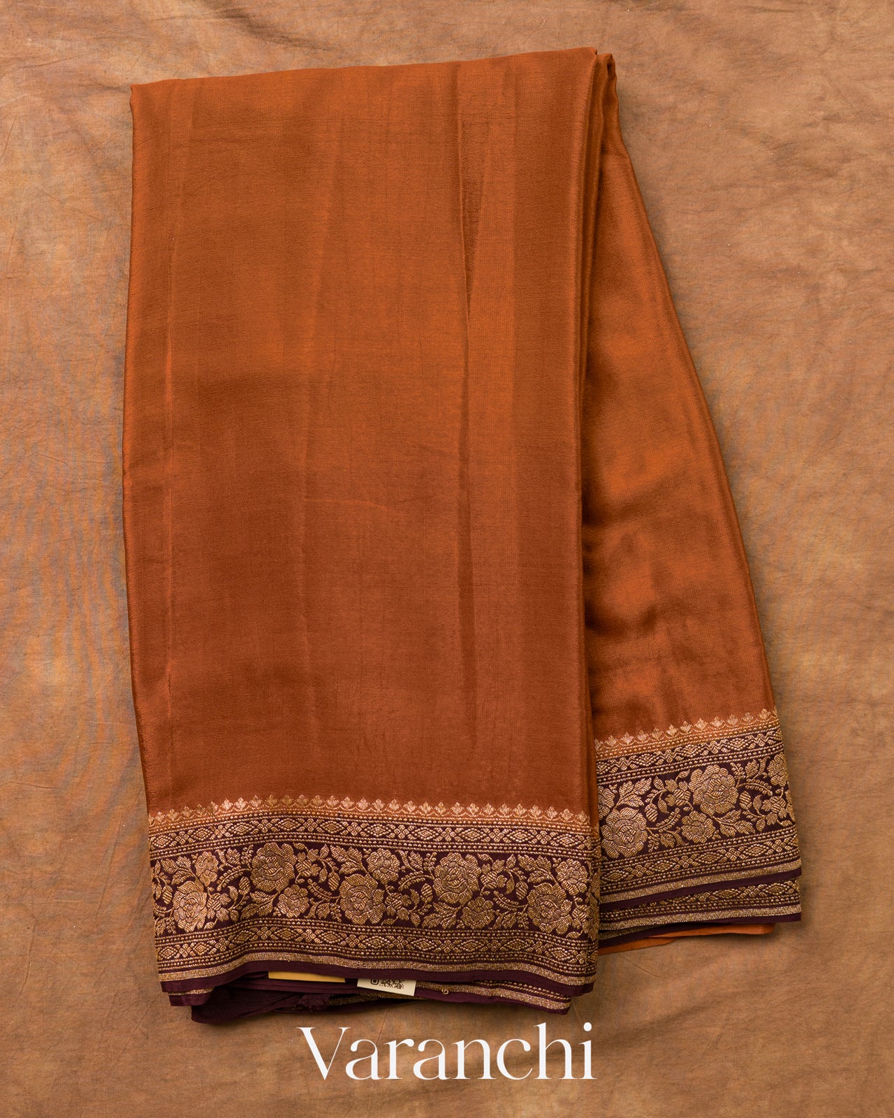 Choclate Brown Pure Crepe Silk Handloom Saree