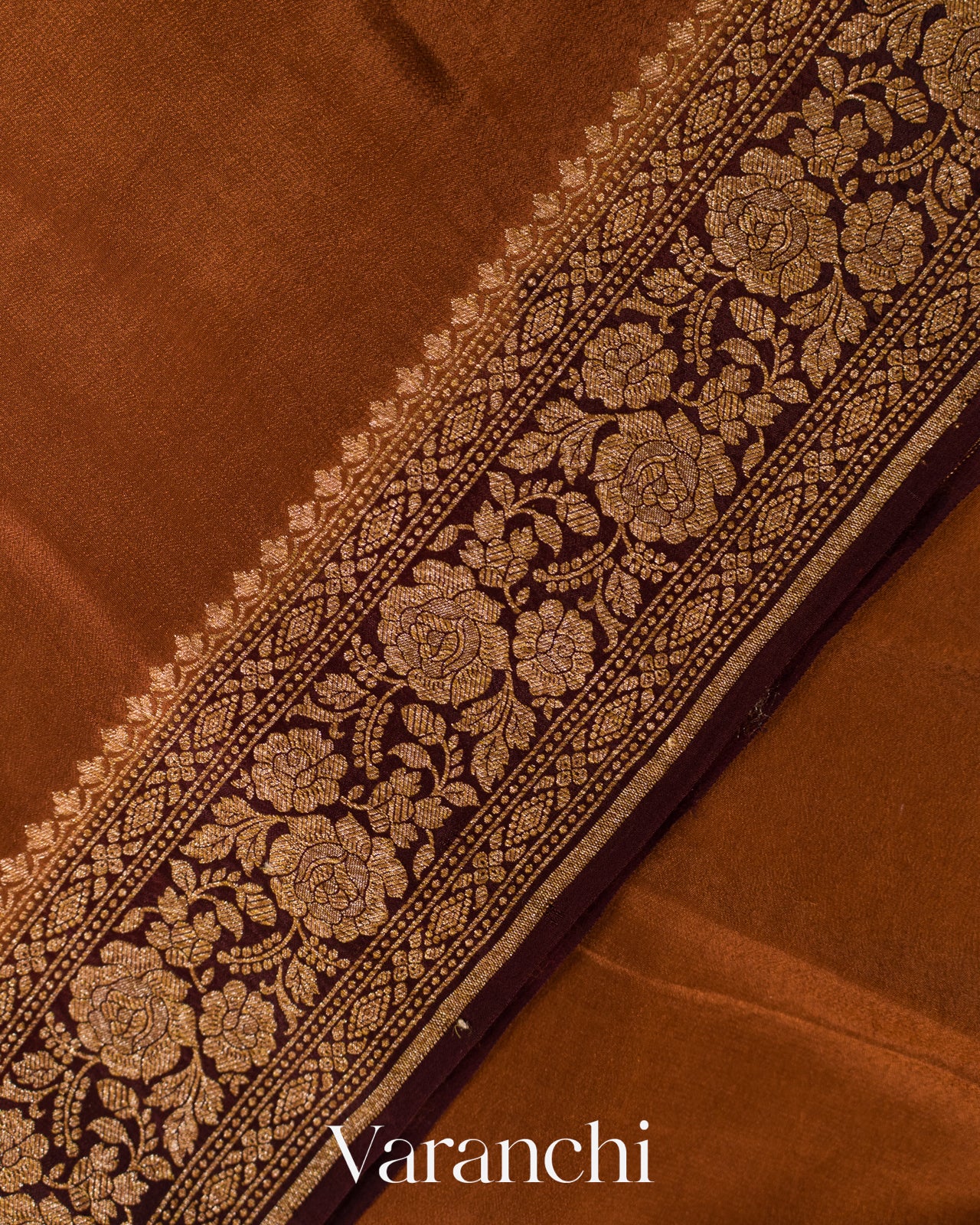 Choclate Brown Pure Crepe Silk Handloom Saree