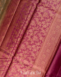 Warm Grey Floral Jaal Pure Tussar Silk Saree