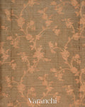 Warm Grey Floral Jaal Pure Tussar Silk Saree