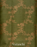 Olive Green Floral Jaal Pure Tussar Silk Saree