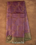 Mauve Floral Jaal Pure Tussar Silk Saree