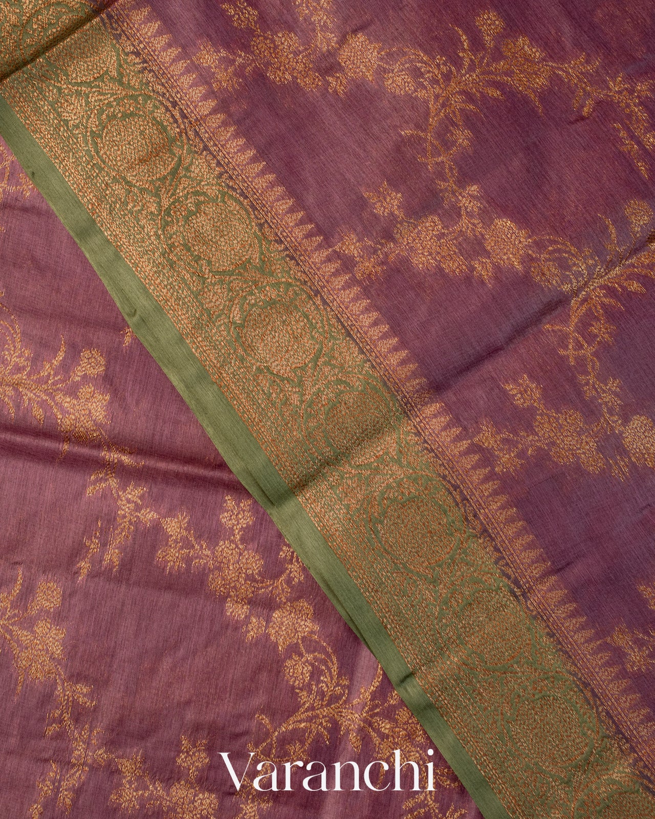 Mauve Floral Jaal Pure Tussar Silk Saree