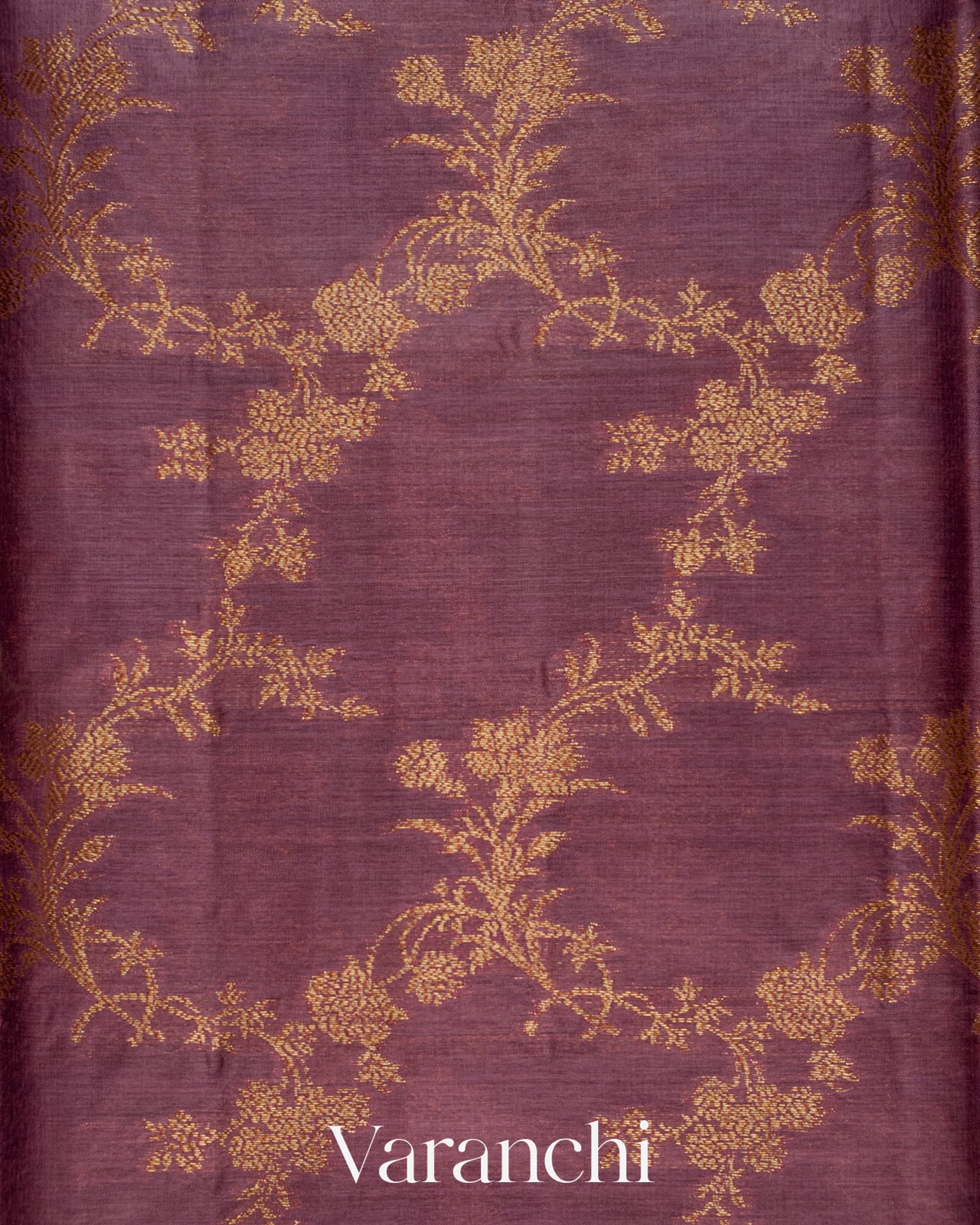 Mauve Floral Jaal Pure Tussar Silk Saree