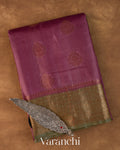 Mauve Pure Tussar Silk Handloom Saree