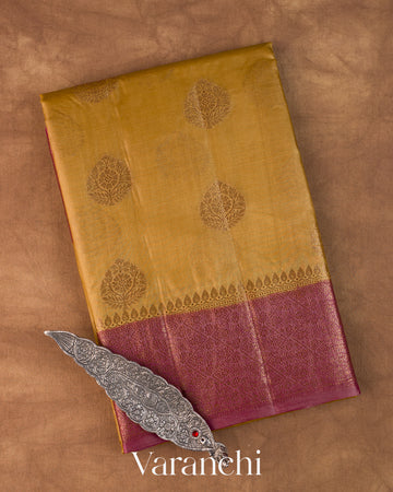 Mustard Yellow Pure Tussar Silk Saree