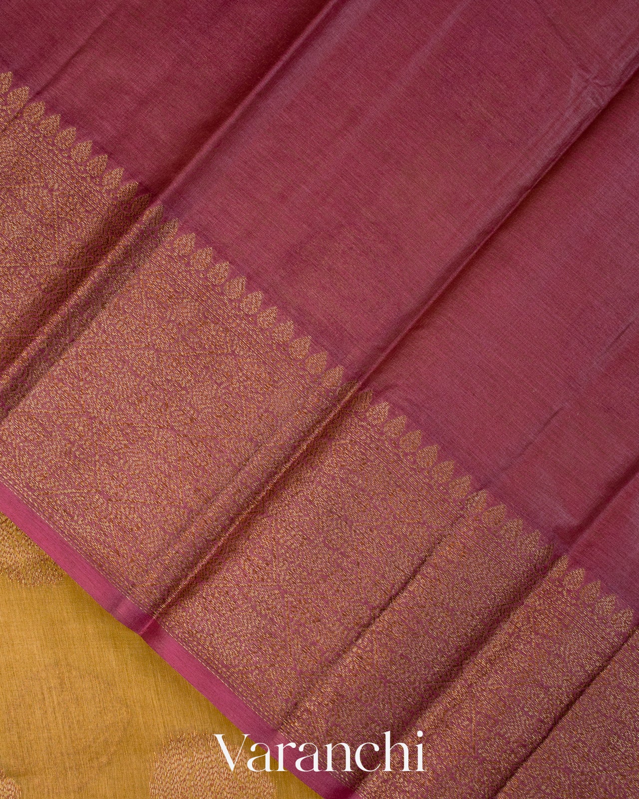Mustard Yellow Pure Tussar Silk Saree