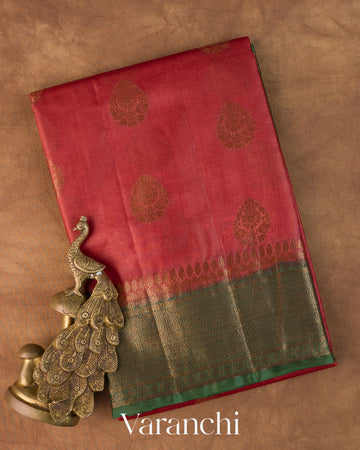 Coral Pure Tussar Silk Handloom Saree