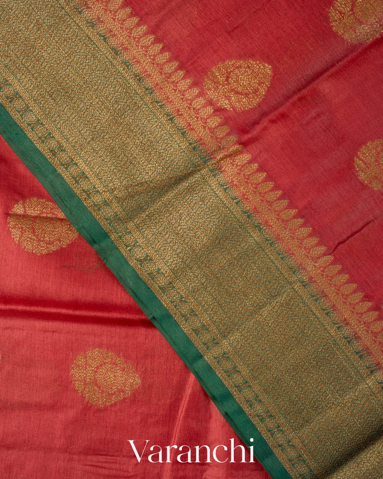 Coral Pure Tussar Silk Handloom Saree