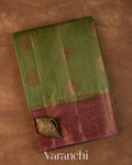 Olive Green Pure Tussar Silk Saree