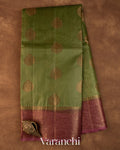 Olive Green Pure Tussar Silk Saree