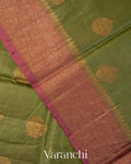Olive Green Pure Tussar Silk Saree