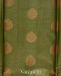 Olive Green Pure Tussar Silk Saree