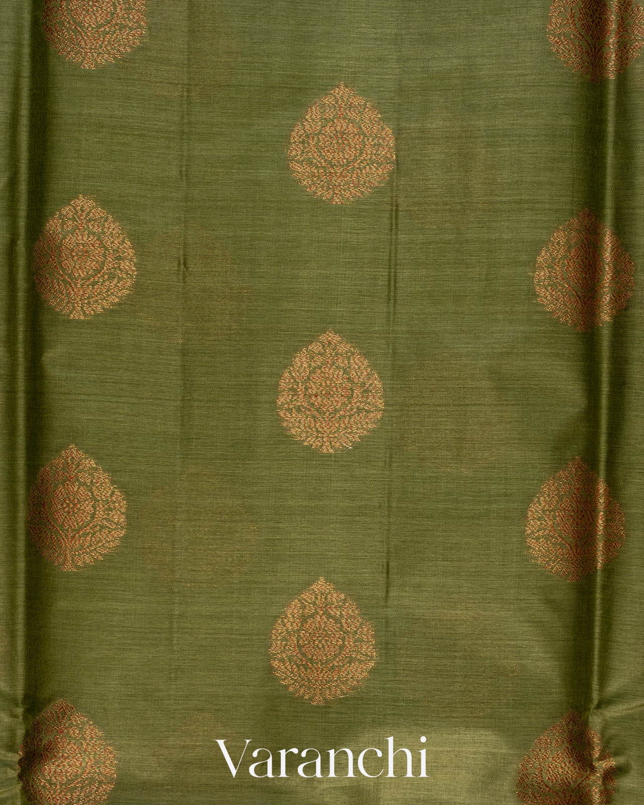 Olive Green Pure Tussar Silk Saree