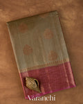 Warm Grey Pure Tussar Silk Saree