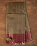 Warm Grey Pure Tussar Silk Saree
