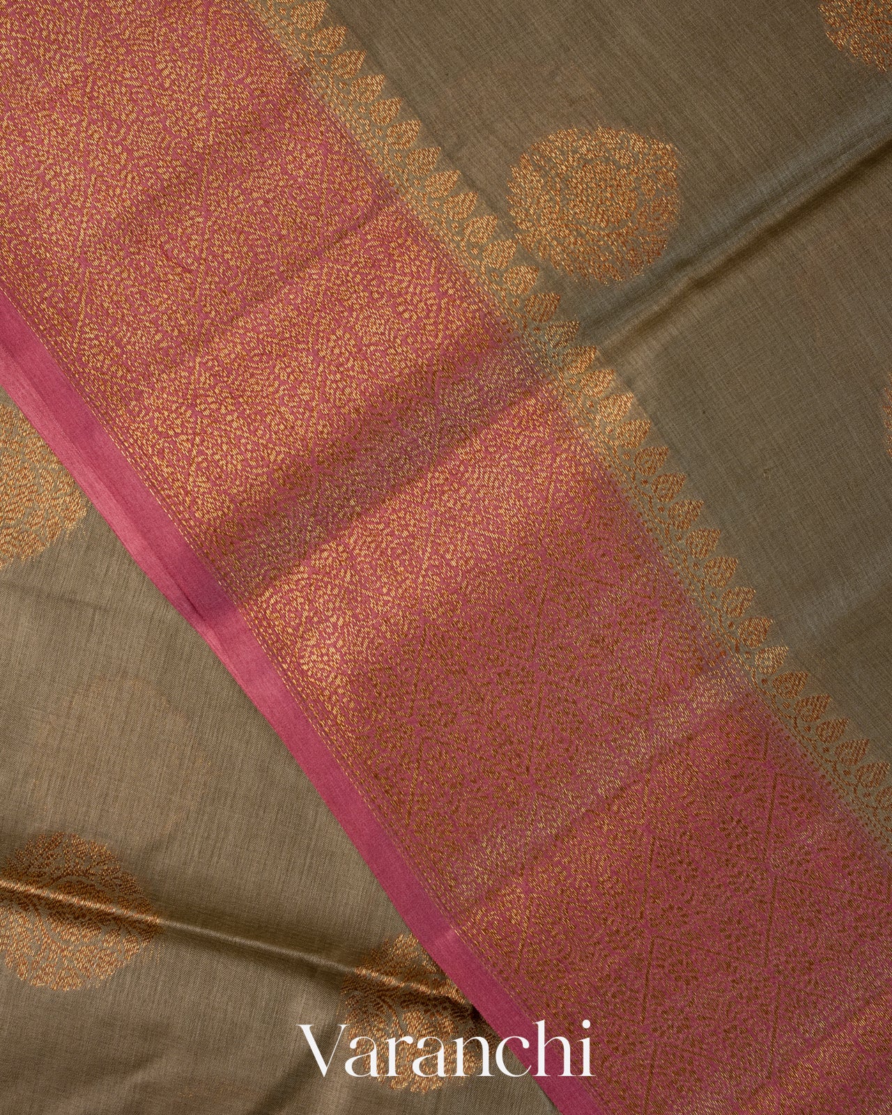 Warm Grey Pure Tussar Silk Saree