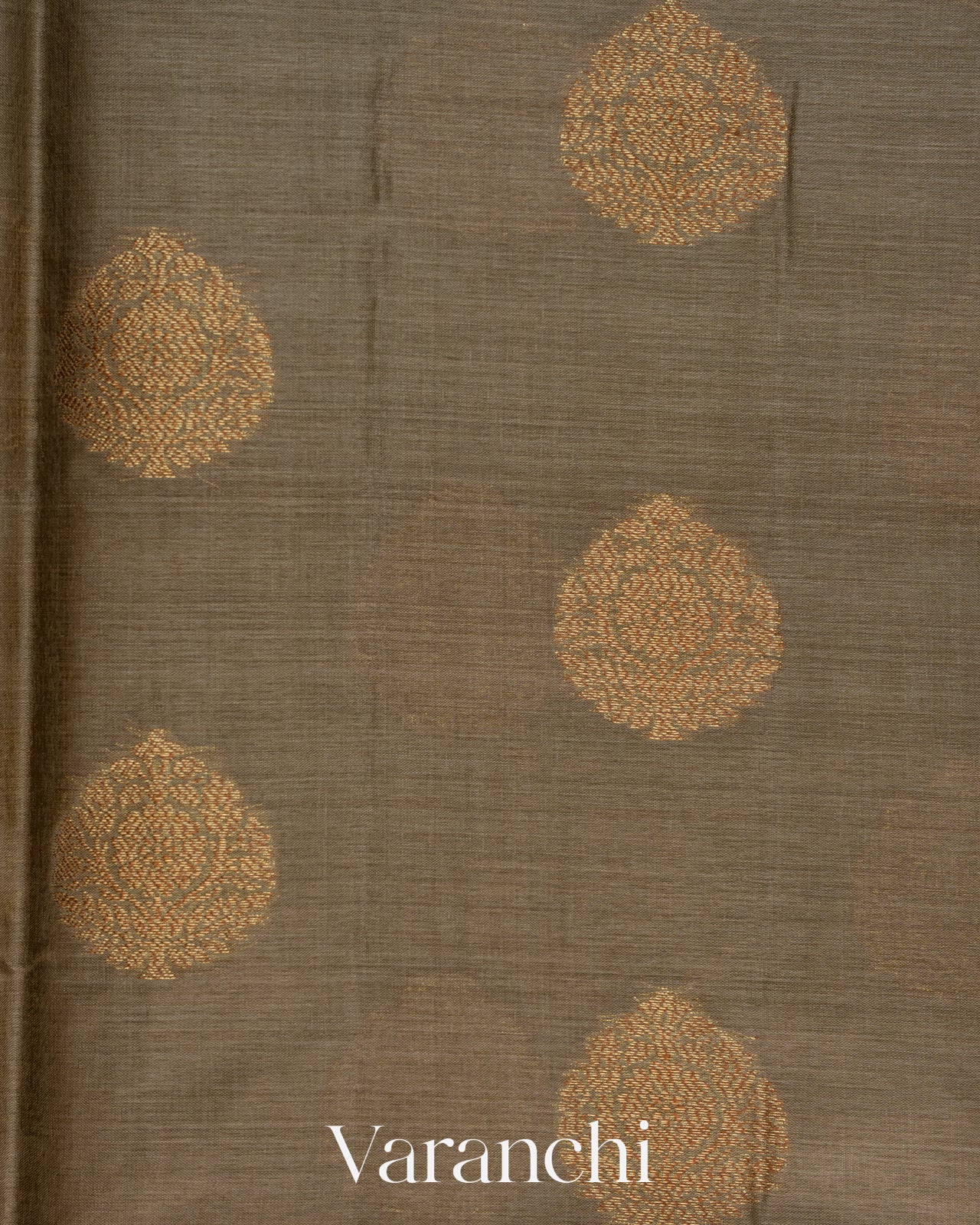 Warm Grey Pure Tussar Silk Saree