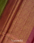 Olive Green Pure Tussar Silk Handloom Saree