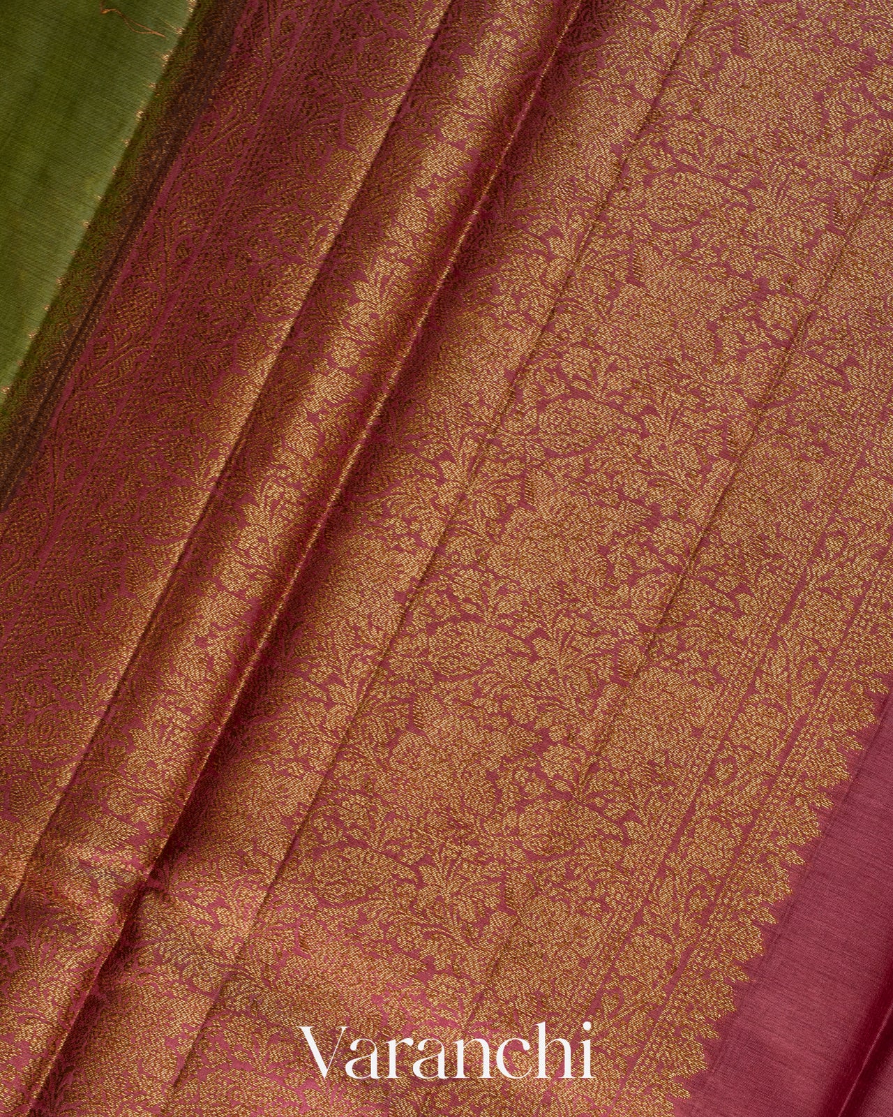 Olive Green Pure Tussar Silk Handloom Saree