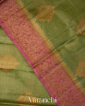 Olive Green Pure Tussar Silk Handloom Saree