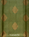 Olive Green Pure Tussar Silk Handloom Saree