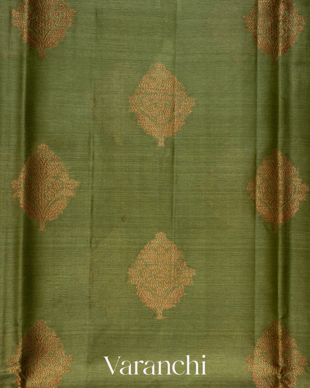 Olive Green Pure Tussar Silk Handloom Saree