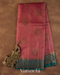 Dusty Rose Pure Tussar Silk Saree