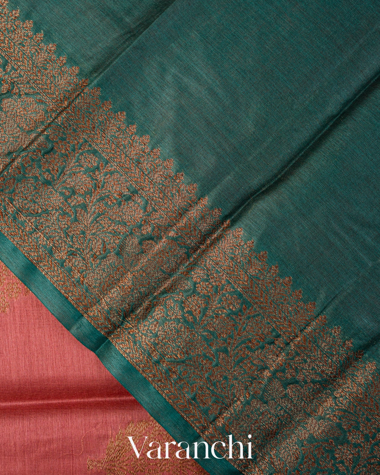 Dusty Rose Pure Tussar Silk Saree