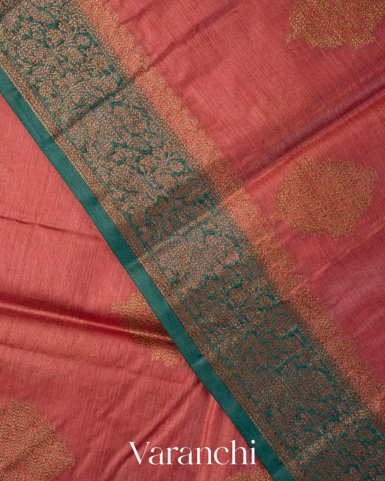 Dusty Rose Pure Tussar Silk Saree