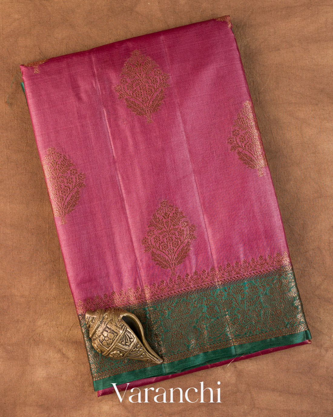 Rose Pink Pure Tussar Silk Saree