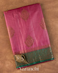 Rose Pink Pure Tussar Silk Saree