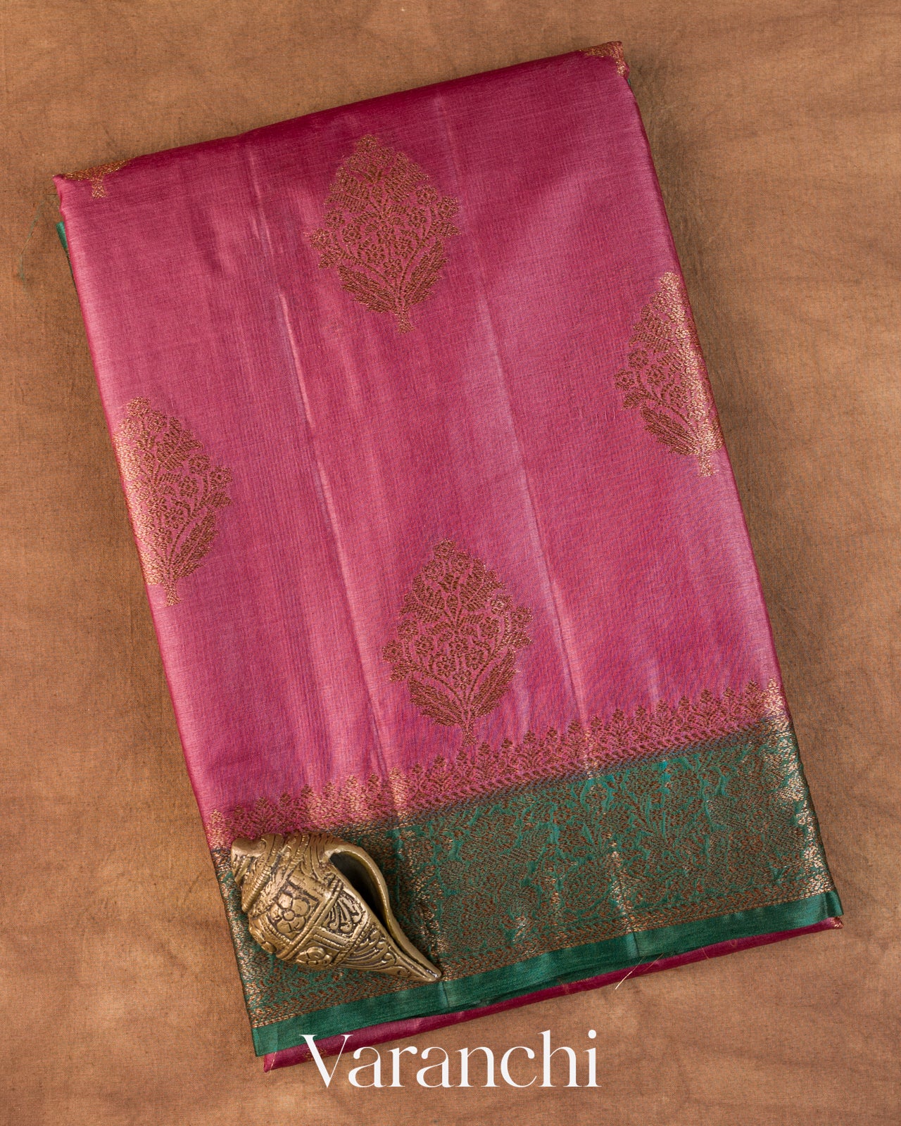 Rose Pink Pure Tussar Silk Saree