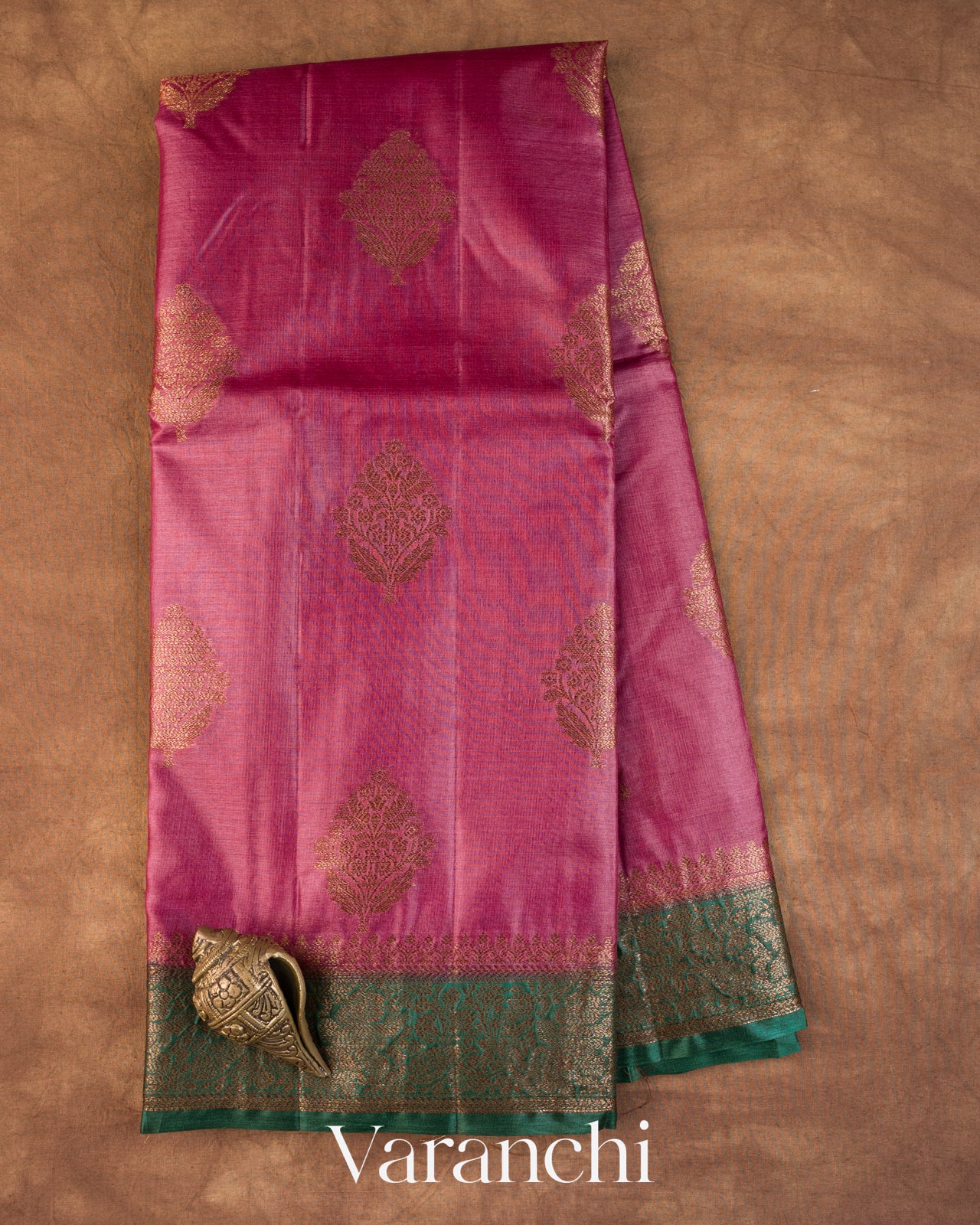 Rose Pink Pure Tussar Silk Saree