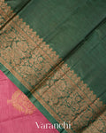 Rose Pink Pure Tussar Silk Saree