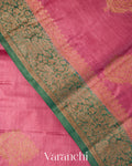 Rose Pink Pure Tussar Silk Saree