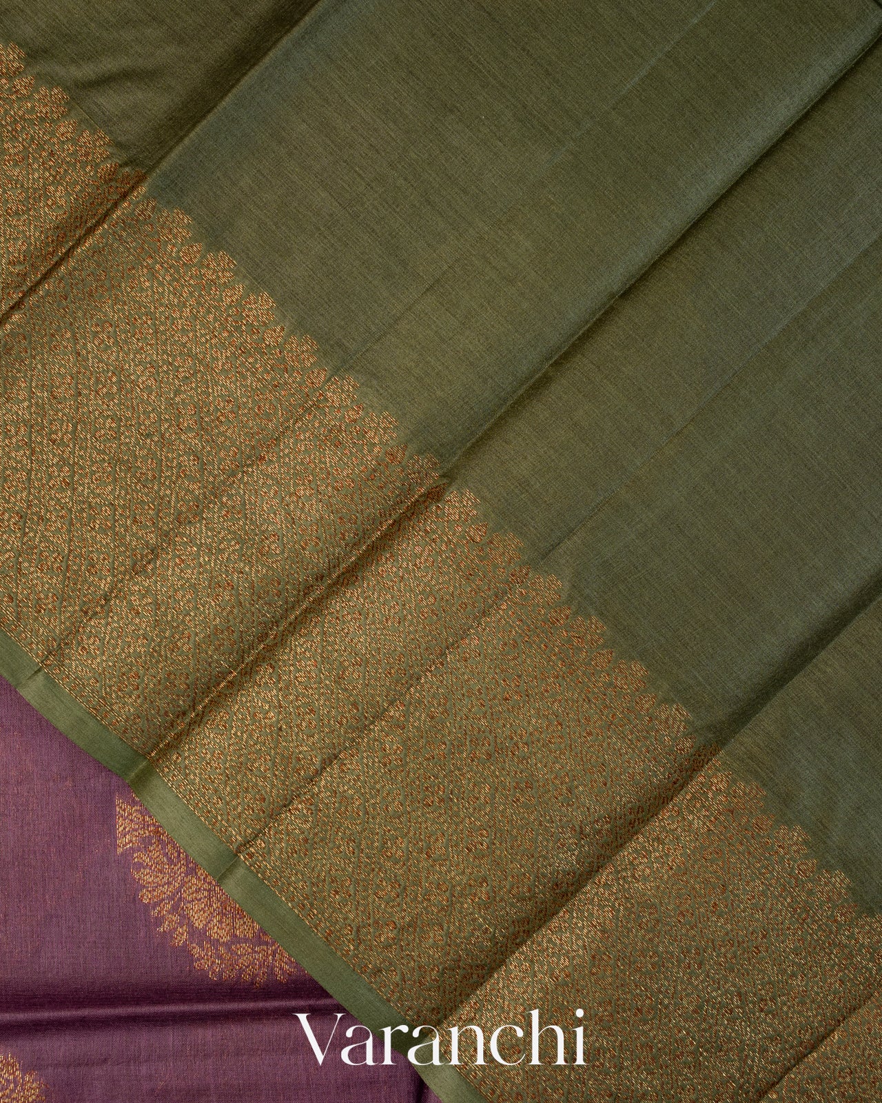 Mauve Pure Tussar Silk Saree