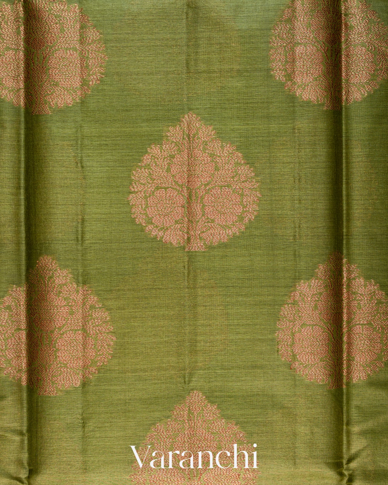 Olive Green Pure Tussar Silk Saree