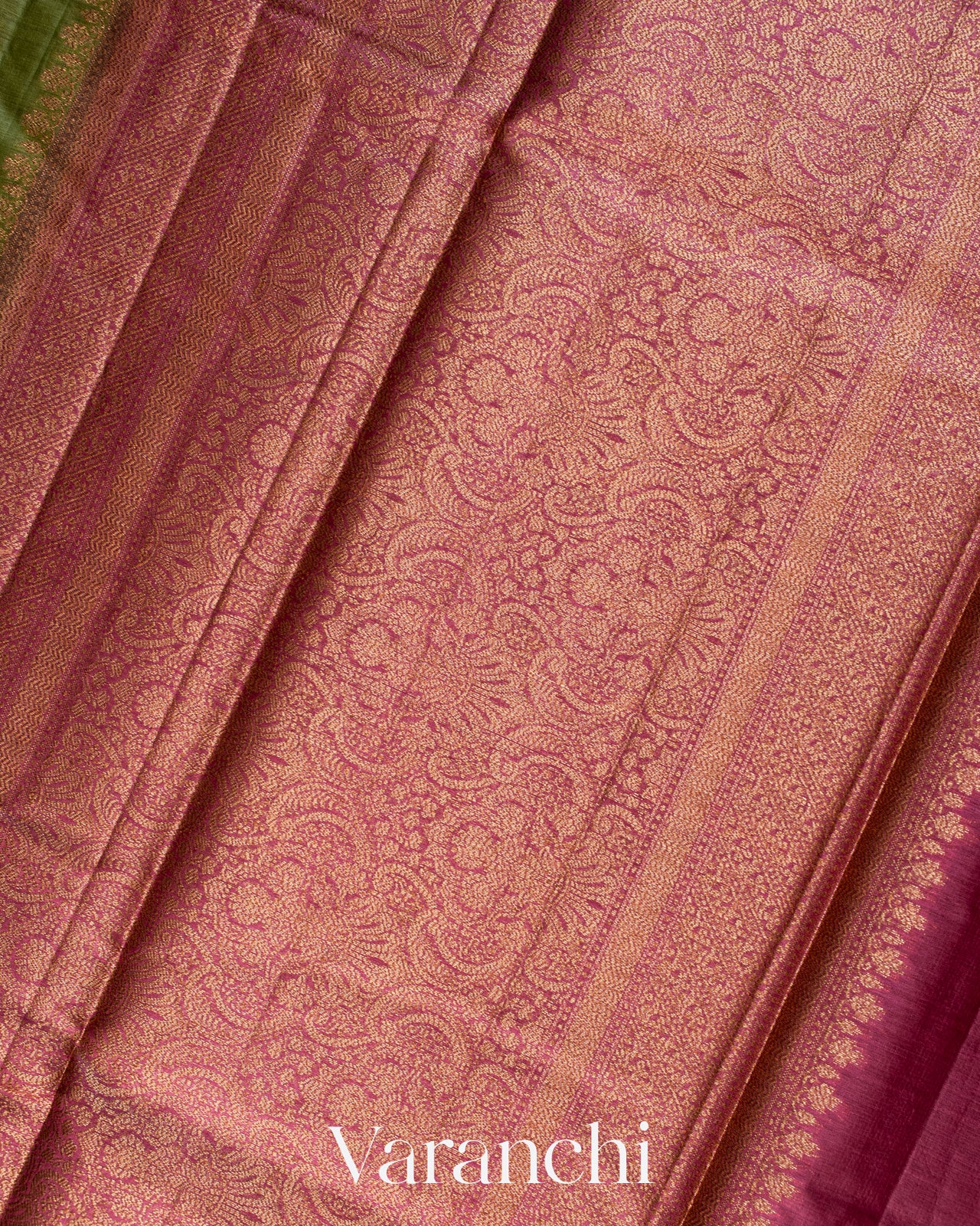 Olive Green Pure Tussar Silk Saree