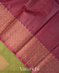 Olive Green Pure Tussar Silk Saree