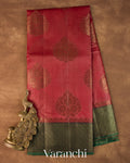 Ruby Red Pure Tussar Silk Saree