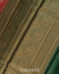 Ruby Red Pure Tussar Silk Saree