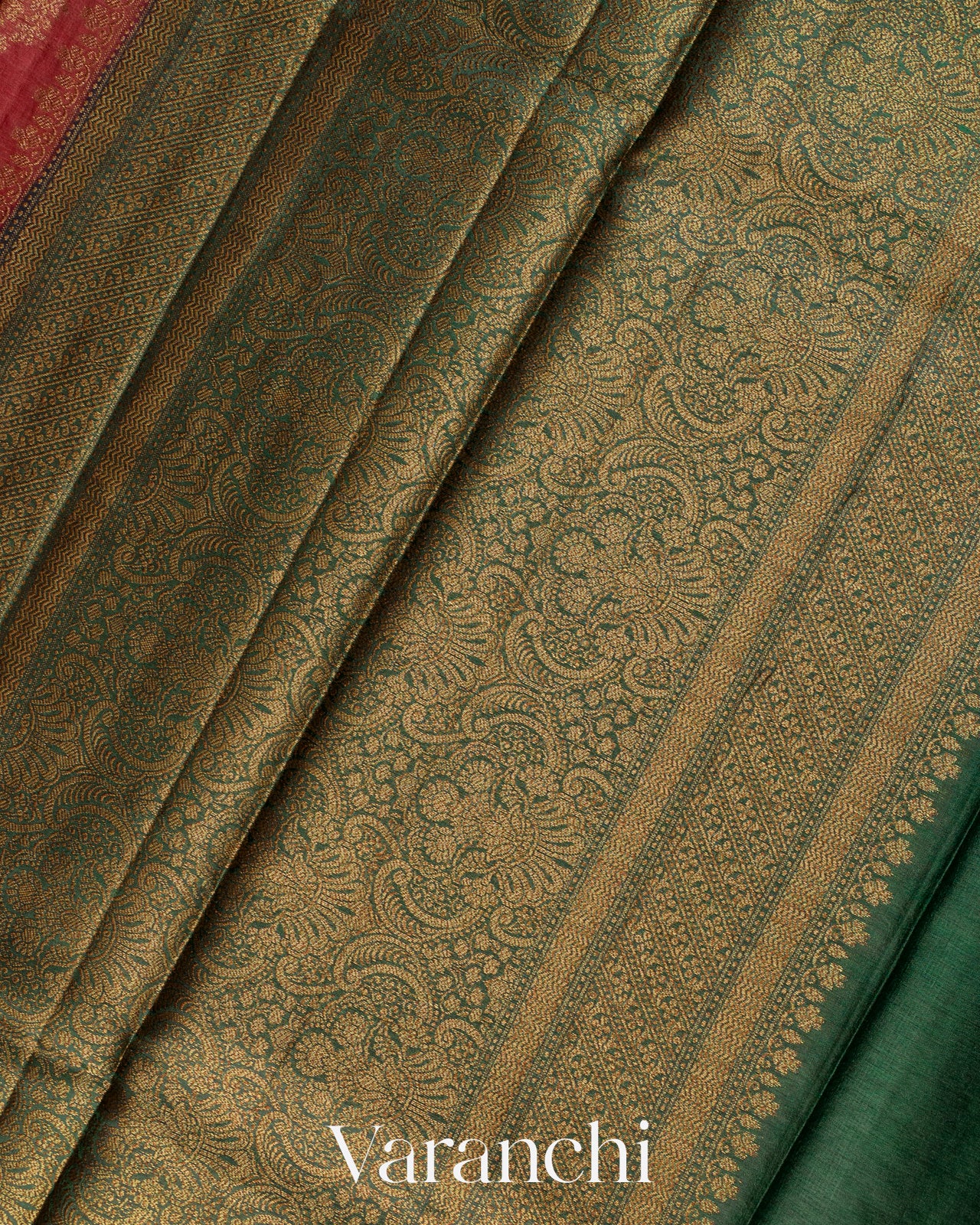 Ruby Red Pure Tussar Silk Saree