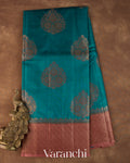 Teal Blue Pure Tussar Silk Saree