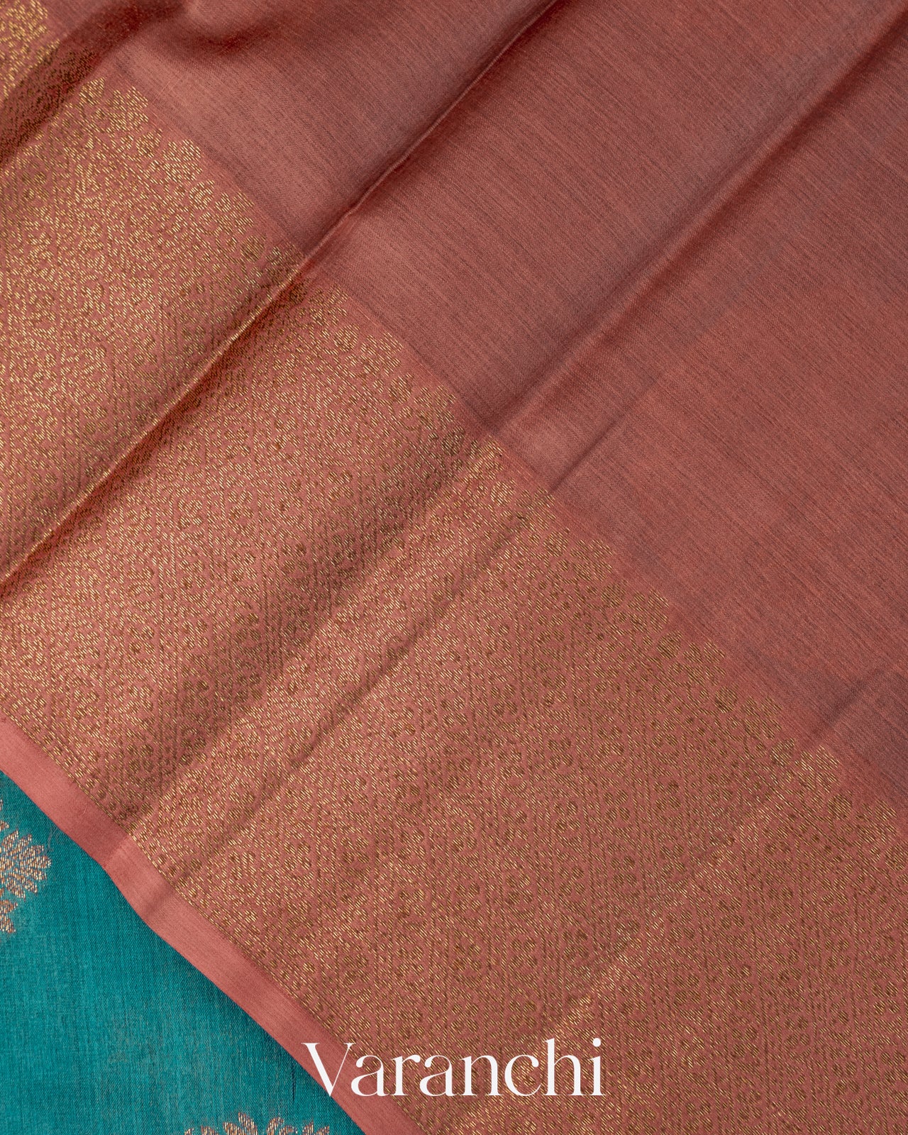 Teal Blue Pure Tussar Silk Saree